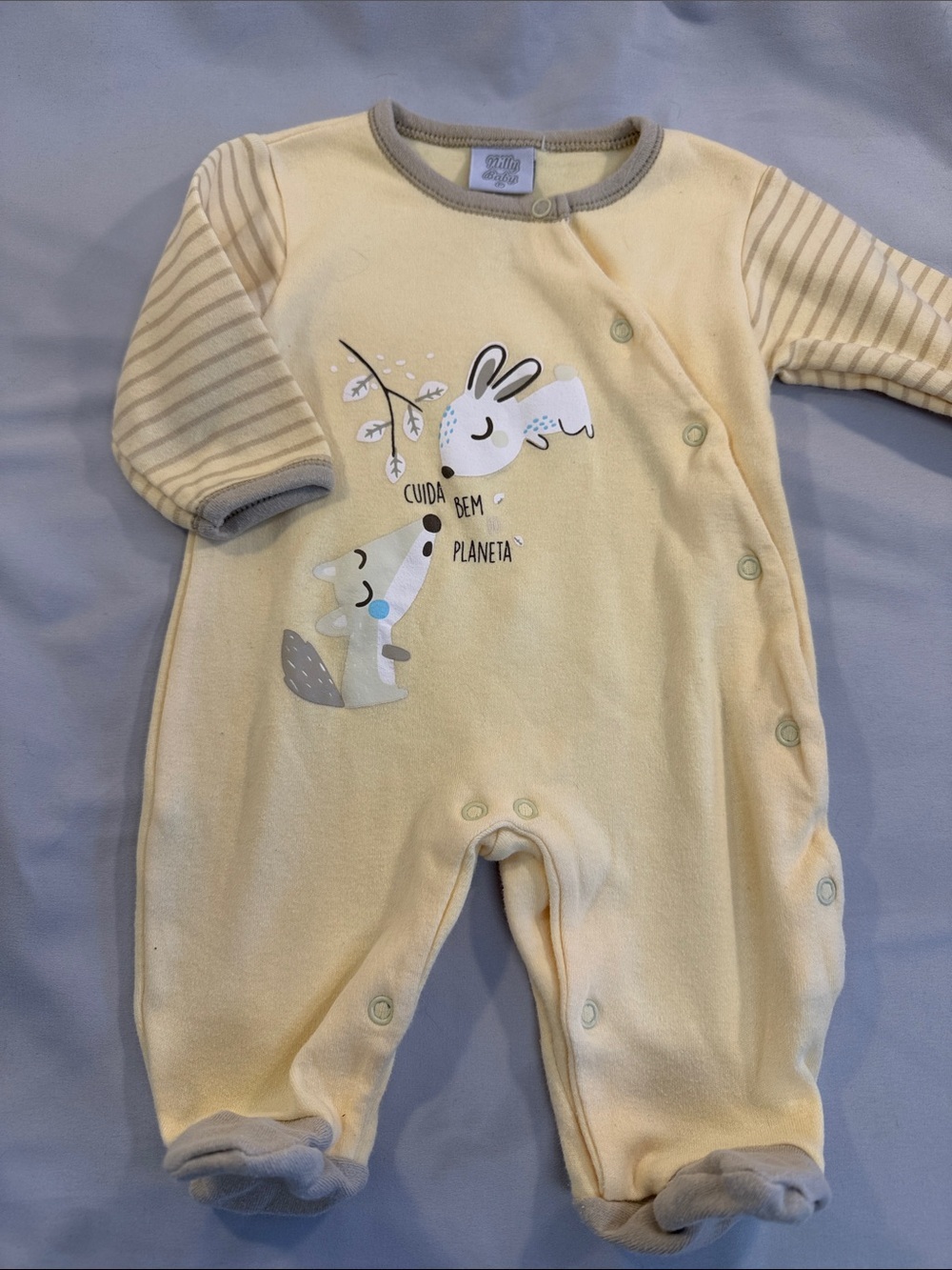 Nilly Baby - Yellow Baby Footed One-Piece Romper with Woodland Friends